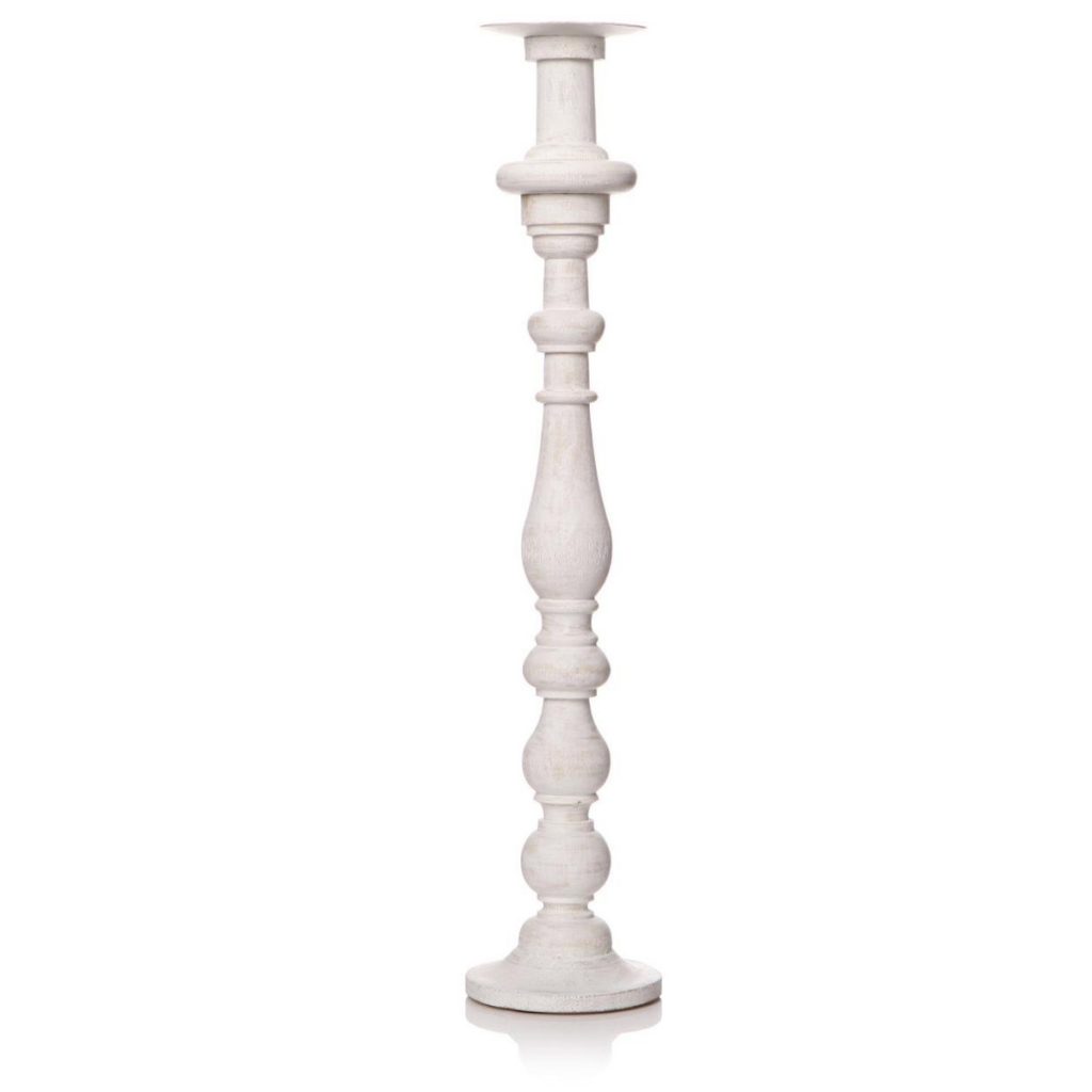 41417_Tall Large Shabby Chic Rustic Distressed White Wooden Pillar Candle Holder …