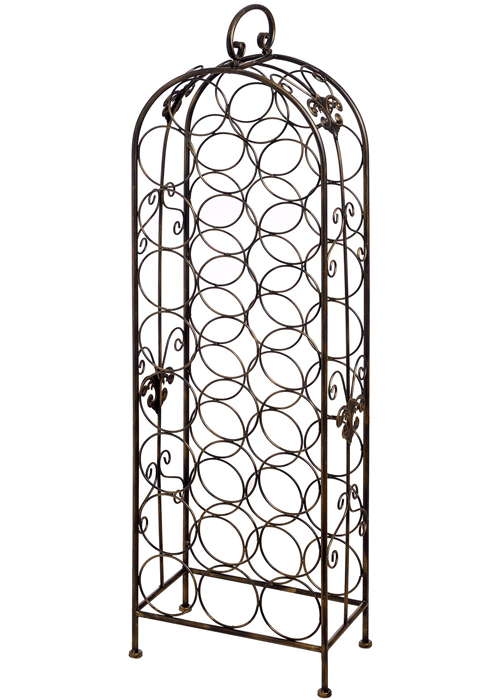 8186-a Antiqued Bronze Extra Large Ornate Free Standing Metal 26 Bottle Wine Rack