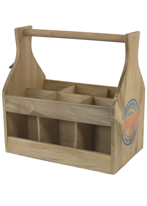 PC264A-1 Shabby Chic Vintage Retro Style Lemonade Wooden Sturdy Bottle Opener Holder Carrier Crate