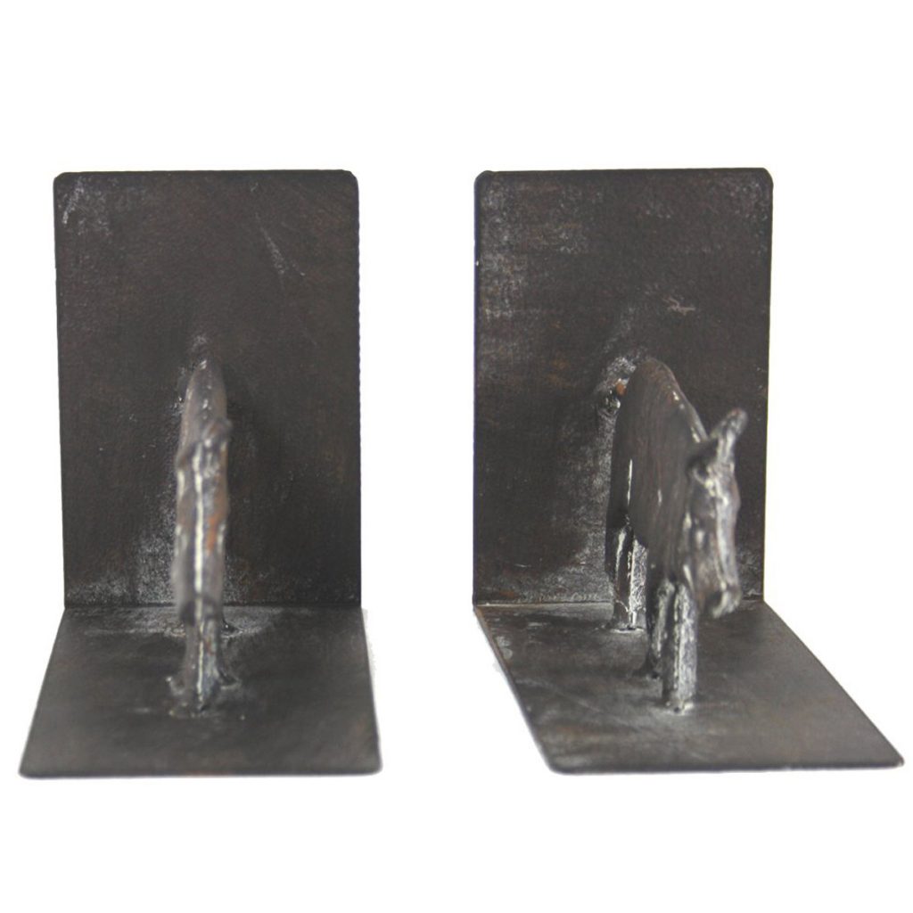 YF1051-2 Country Rustic Pig Grey Brown Book Ends