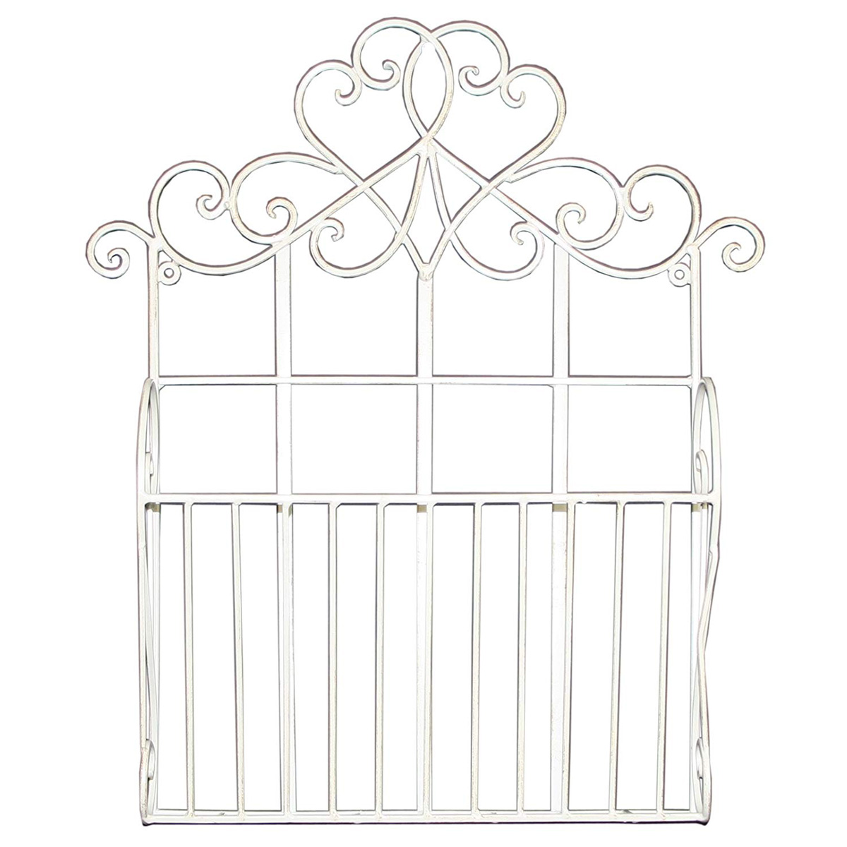 YF1063_1 Ornate Decorative Scroll Cream Metal Magazine Rack Holder ...