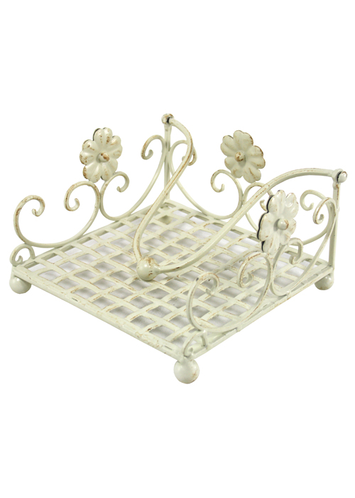 YF834REV Daisy Floral Vintage Style Cream Napkin Serviette Stand Holder