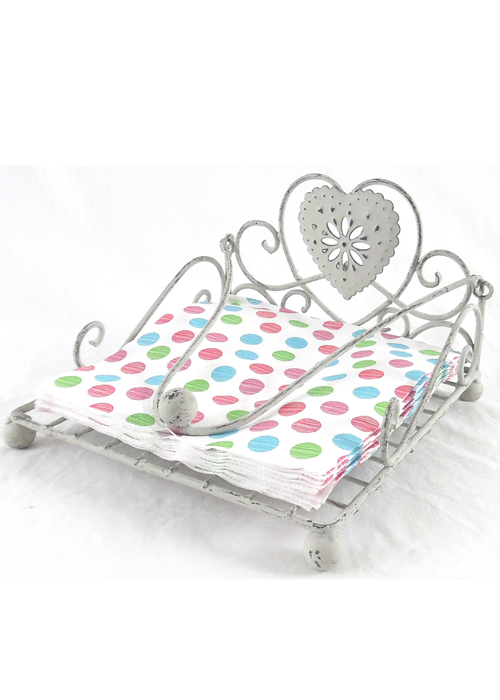 YF933 - 1 Heart Vintage Style Grey Napkin Serviette Stand Holder