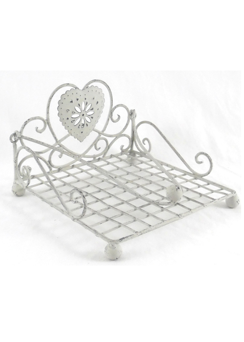 YF933 Heart Vintage Style Grey Napkin Serviette Stand Holder