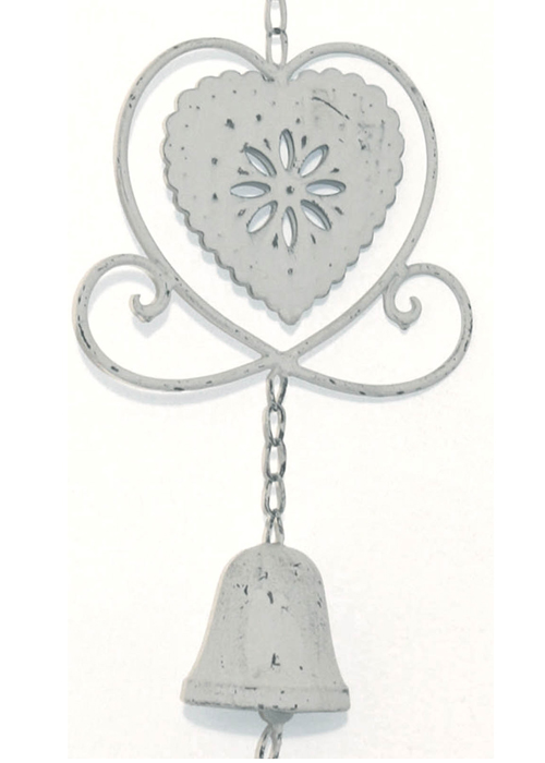 YF943 bell Vintage Style Distressed Grey Heart Hanging Garden Bell