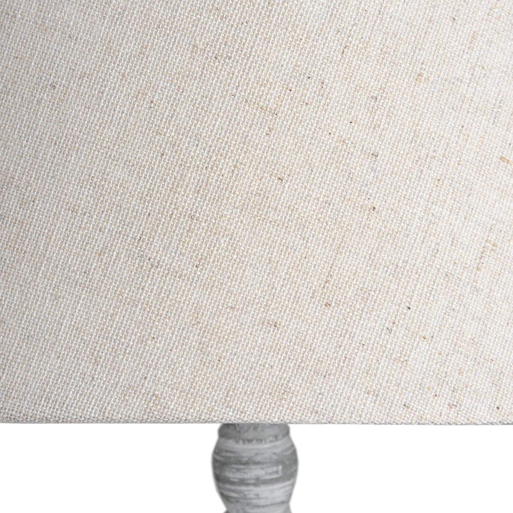 16282-b Decorative Beige Light Grey Wood Linen Shade Table Light Lamp