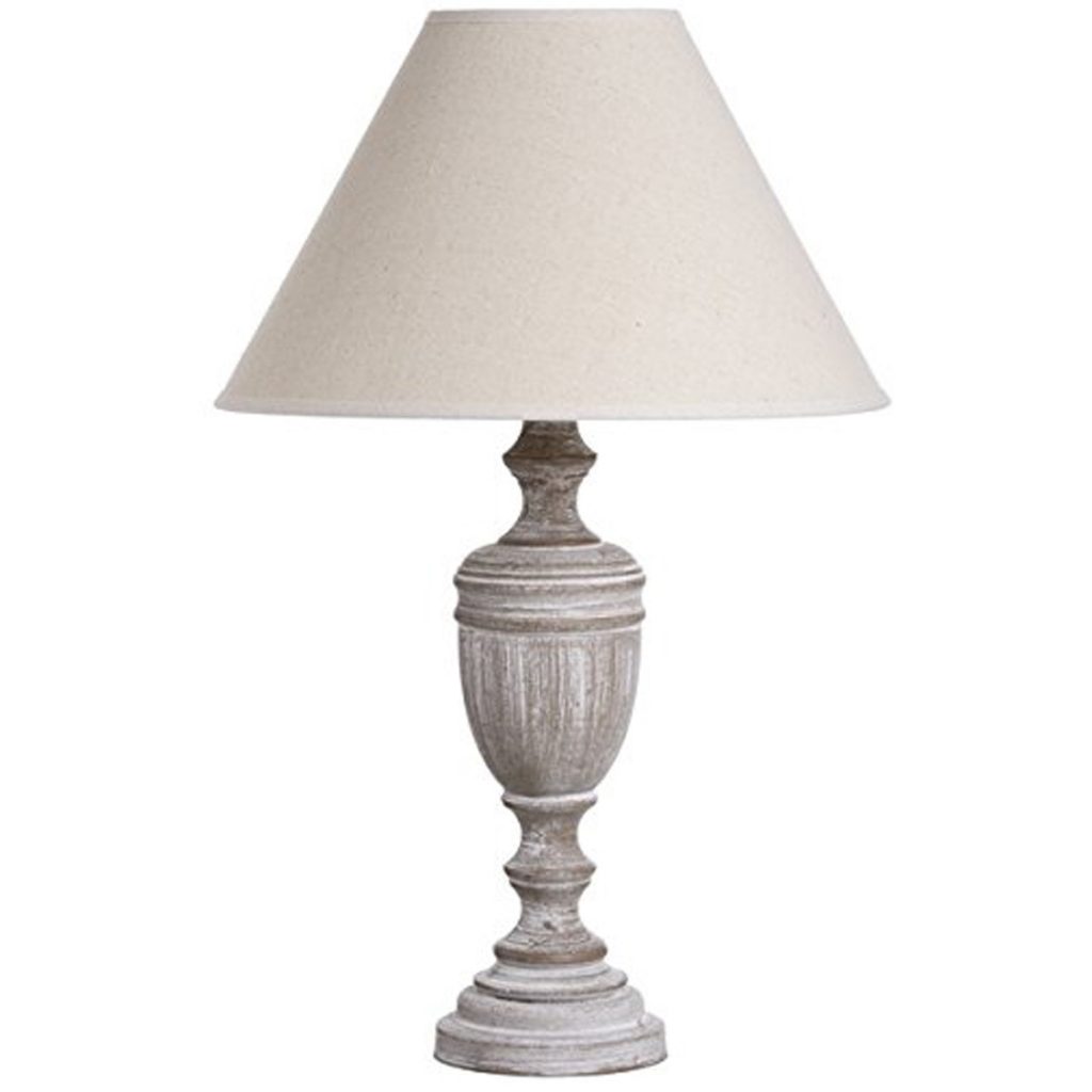 16286 Elegant Beige Light Brown Wood Linen Shade Classical Urn Shape Table Light Lamp