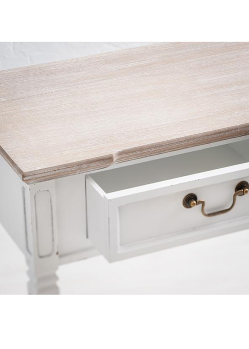 M000100_2_New England Style Distressed White 2 Drawer Console Table