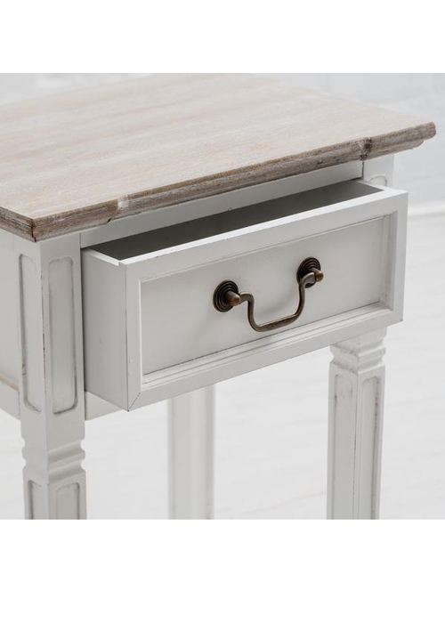 M000150 2 New England Style Distressed White Wooden Bedside Table