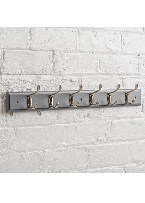 M900907_a_Dove Grey Heritage Painted Wooden Large Coat Rack Nickel 6 Hooks