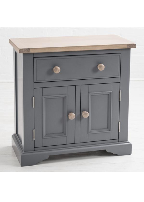 Sturdy Grey Oak Pine Wooden Handle Drawer Petite Cabinet Sideboard a