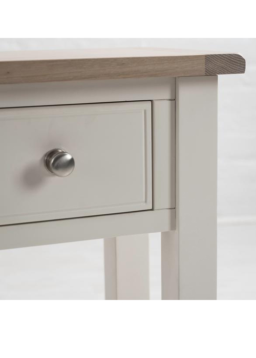 Sturdy White Oak Pine Brushed Nickel Handle 2 Drawer Console Table b