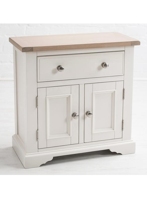 Sturdy White Oak Pine Wooden Handle Drawer Petite Sideboard a