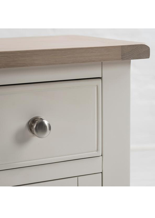 Sturdy White Wooden Oak Brushed Nickel Handle Drawer Petite Cabinet Sideboard a