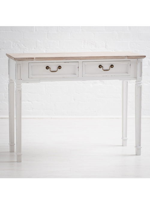 image_09_New England Style Distressed White 2 Drawer Console Table