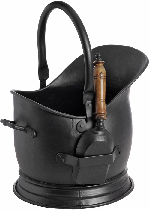 11207 Antique Style Fireplace Fireside Accessory Black Coal Bucket Scuttle With Shovel