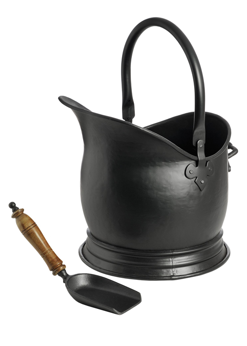 11207-a Antique Style Fireplace Fireside Accessory Black Coal Bucket Scuttle With Shovel
