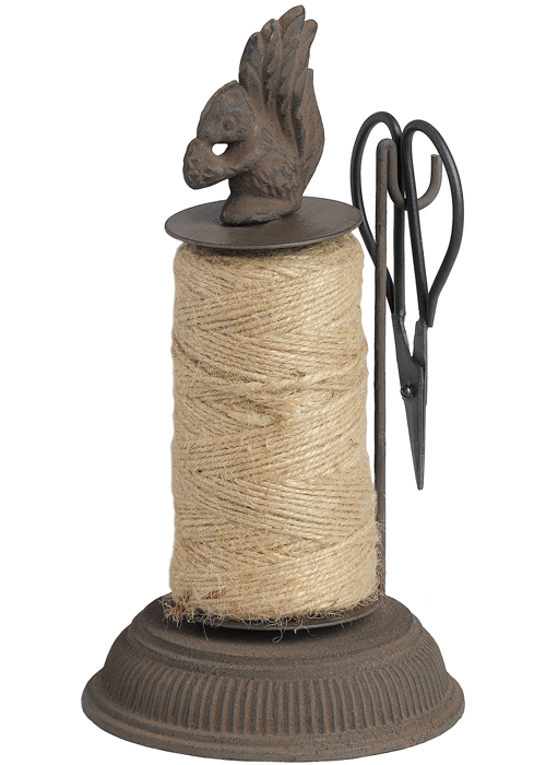 11295 Rustic Brown Scissors Decorative String Dispenser Squirrel Figure