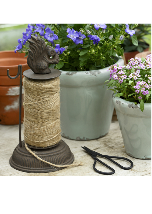 11295-b Rustic Brown Scissors Decorative String Dispenser Squirrel Figure