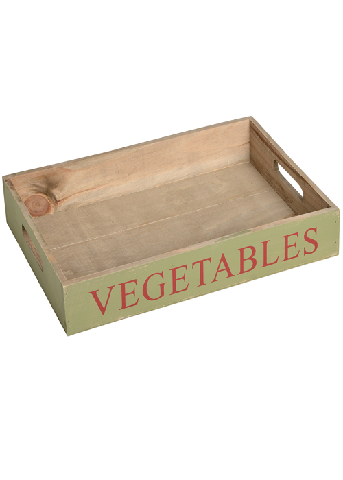 15789 Country Farmhouse Style Green Wooden Vegetables Tray