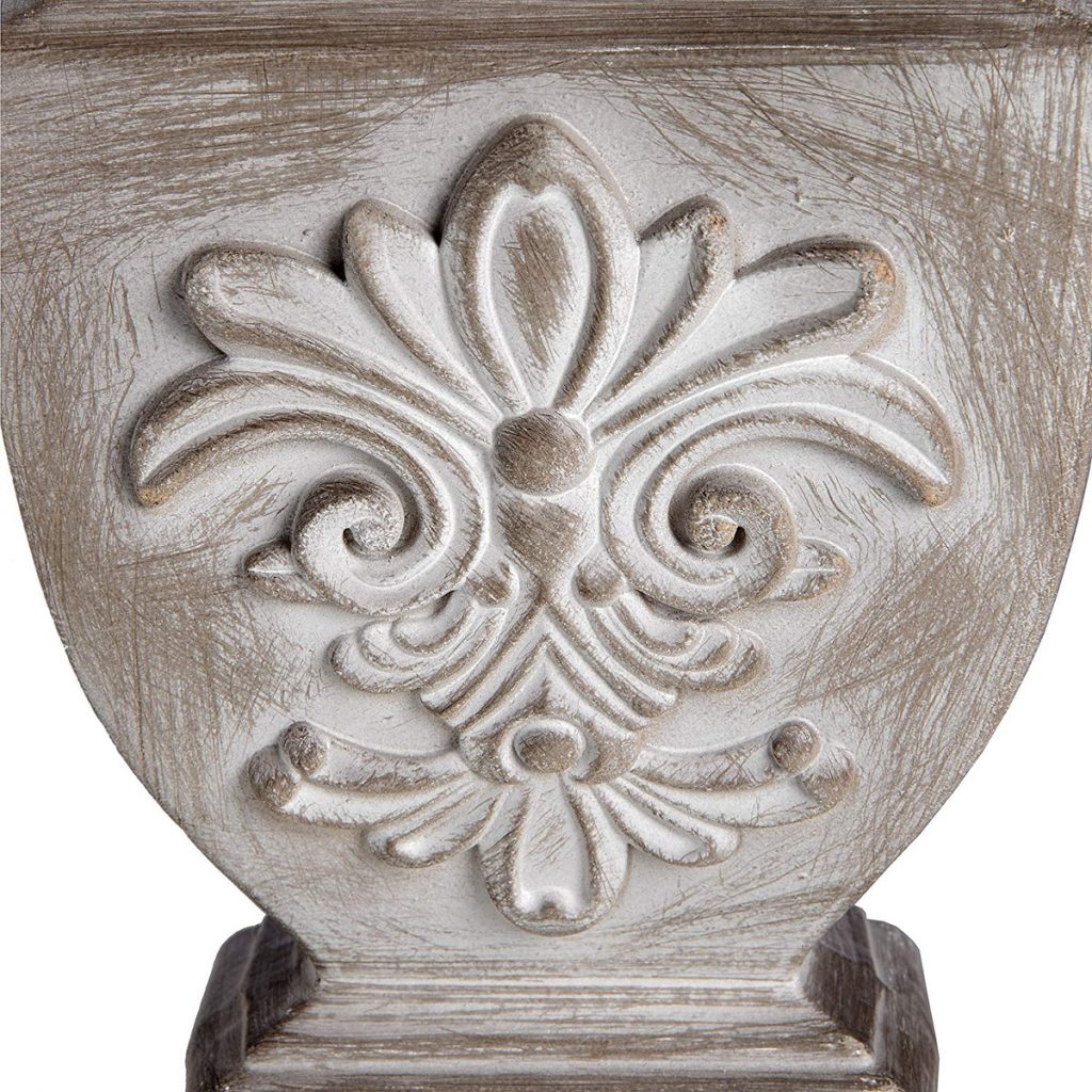 16280-a Shabby Chic Fleur De Lys White Grey Wooden Table Light Lamp