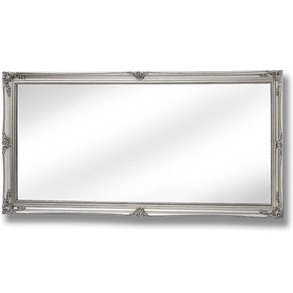 16311-a Large Baroque Ornate Antique Silver Decorative Rectangle Full Length Wall Mirror