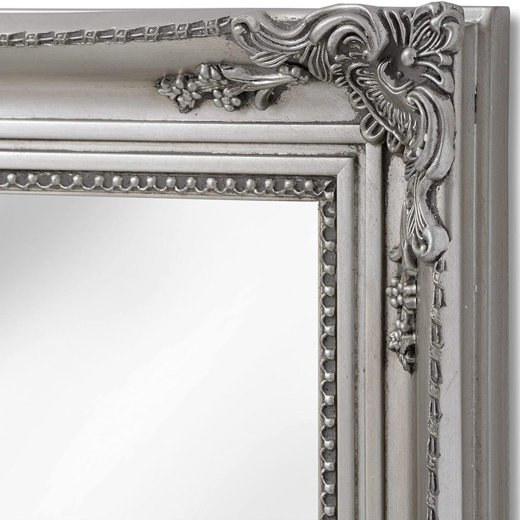 16311-b Large Baroque Ornate Antique Silver Decorative Rectangle Full Length Wall Mirror