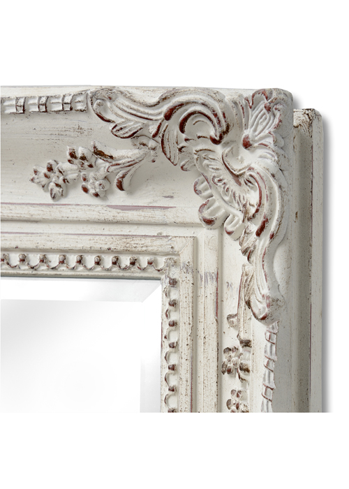 16314-b French Style Ornate Antique White Rectangle Full Length Freestanding Mirror