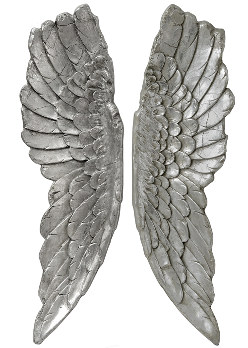 17992 Large Antique Silver Angel Wings Wall Hanging Art Decoration Ornament