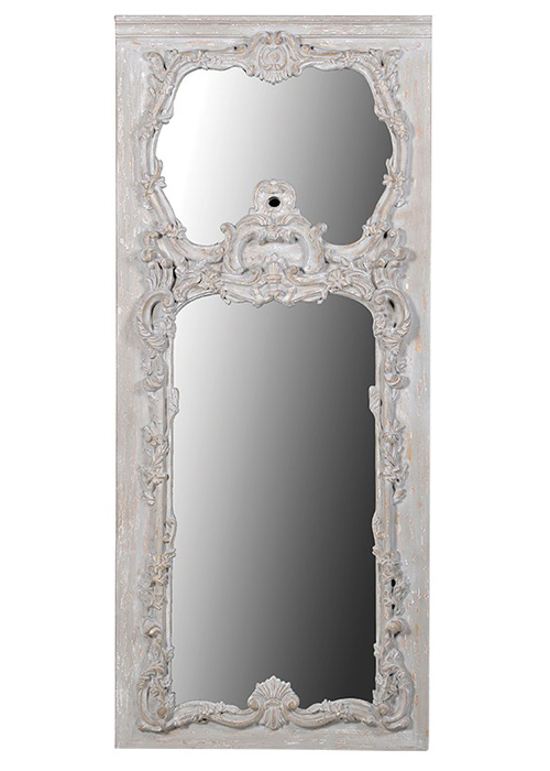 SHQ255 Tall Ornate Frame Antique Style Distressed White Grey 2 Pane Mirror …