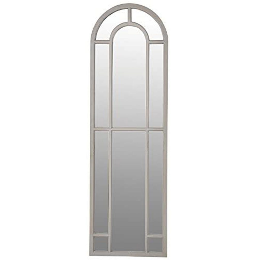 STN1138 Elegant Antique Style Arch Top Slim Grey Frame Tall Window Mirror