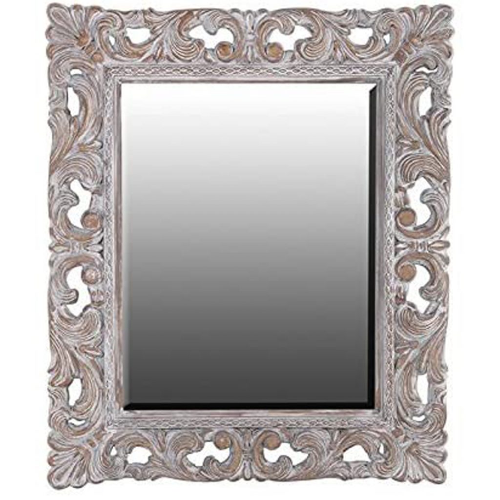 TNG003 Large Antique Style Ornate Distressed White Brown Mirror …