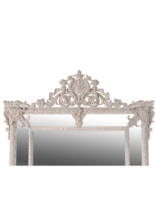 shq233_2_ Large Antique Traditional Style Ornate Cream Frame Mirror