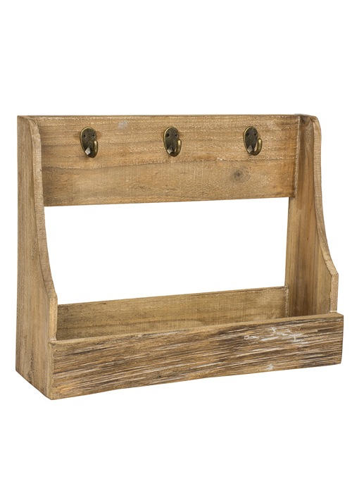 MNX285 Vintage Style Wooden Shelf Hook Rack - Copy