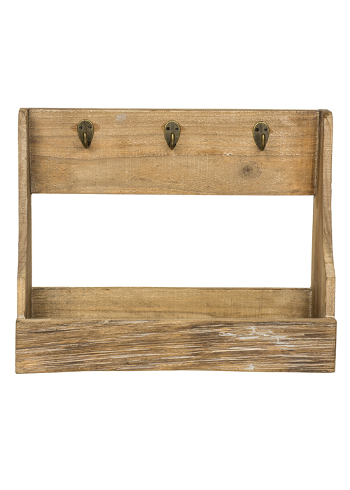 MNX285_1 Vintage Style Wooden Shelf Hook Rack