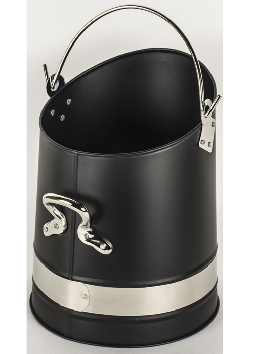 QPR033 Black Silver Chrome Fireplace Coal Scuttle