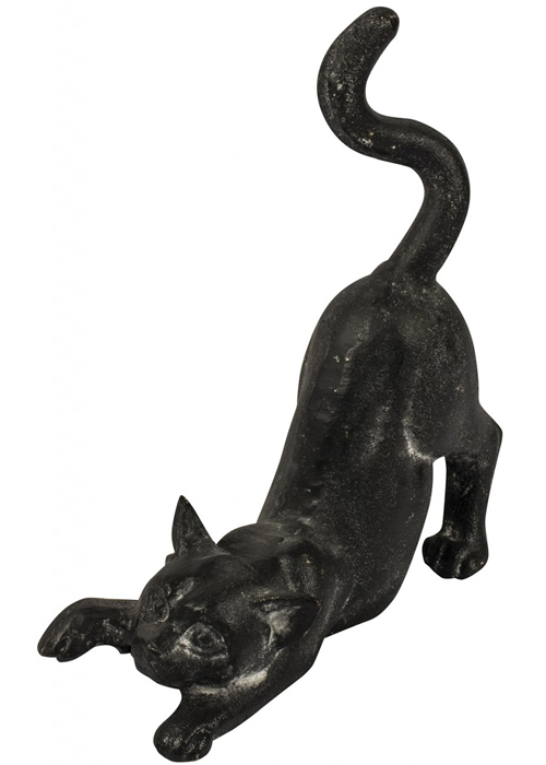 XHD070 Cast Iron Black Stretching Cat Ornament