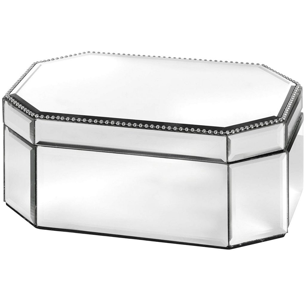 18509 Large Mirrored Glass Trinket Jewellery Box