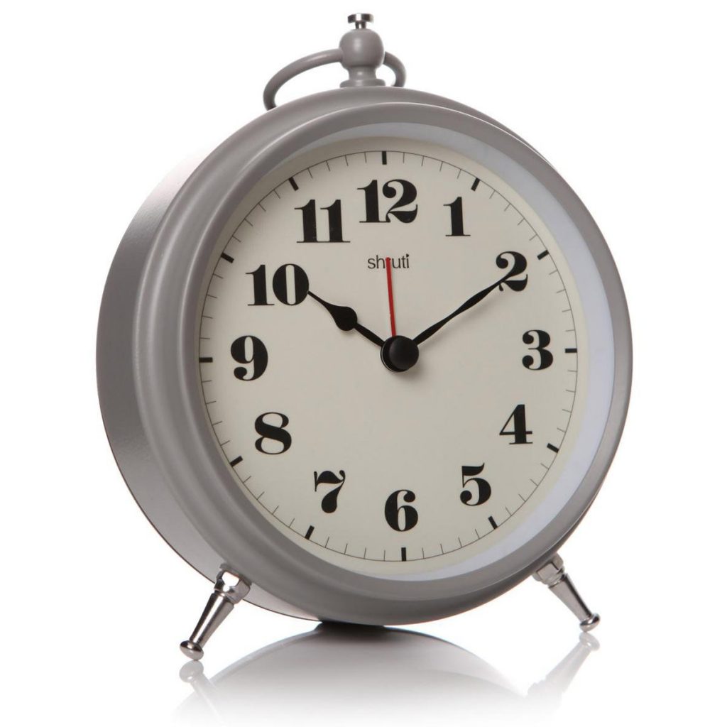 29938_Ash Grey Bedroom Alarm Round Clock