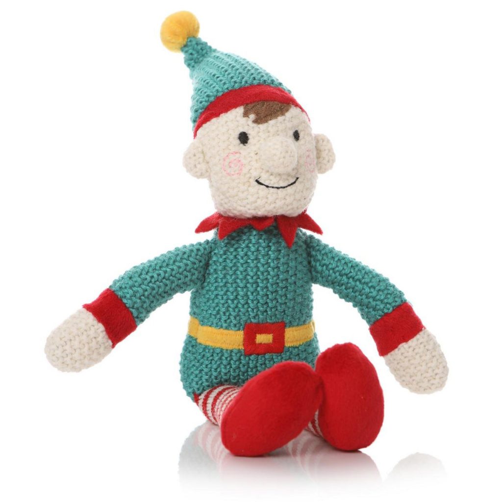 87408_Knitted Green Red Elf Toy