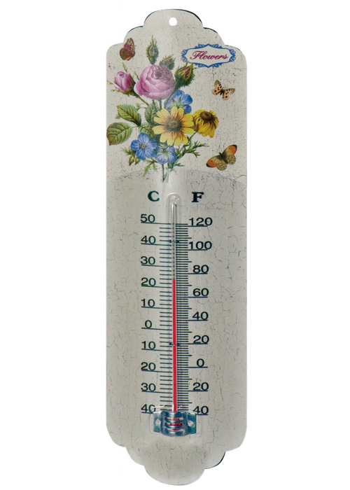 HFL023_Vintage Style Spring Flowers Thermometer - Interior Flair