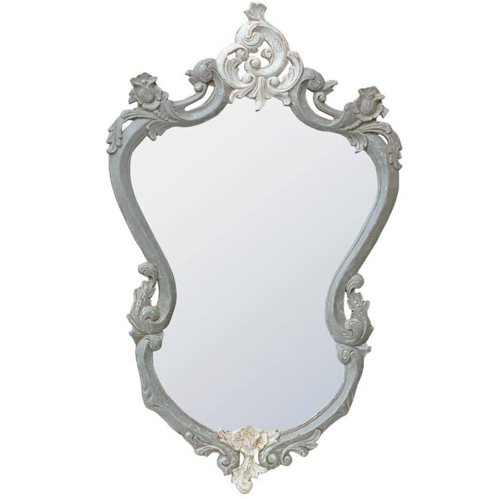 mr10-gyaw Rococo Style Grey White Wall Mirror