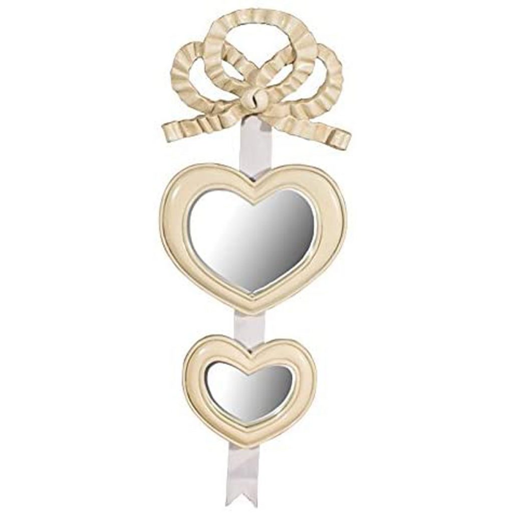 snq026__Vintage Style Cream Heart Ribbon Mirrors