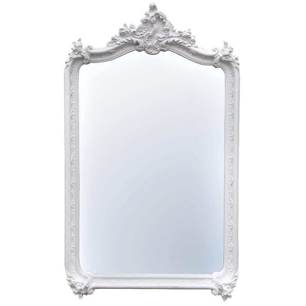 ts4002-wh Rococo Style White Large Wall Mirror