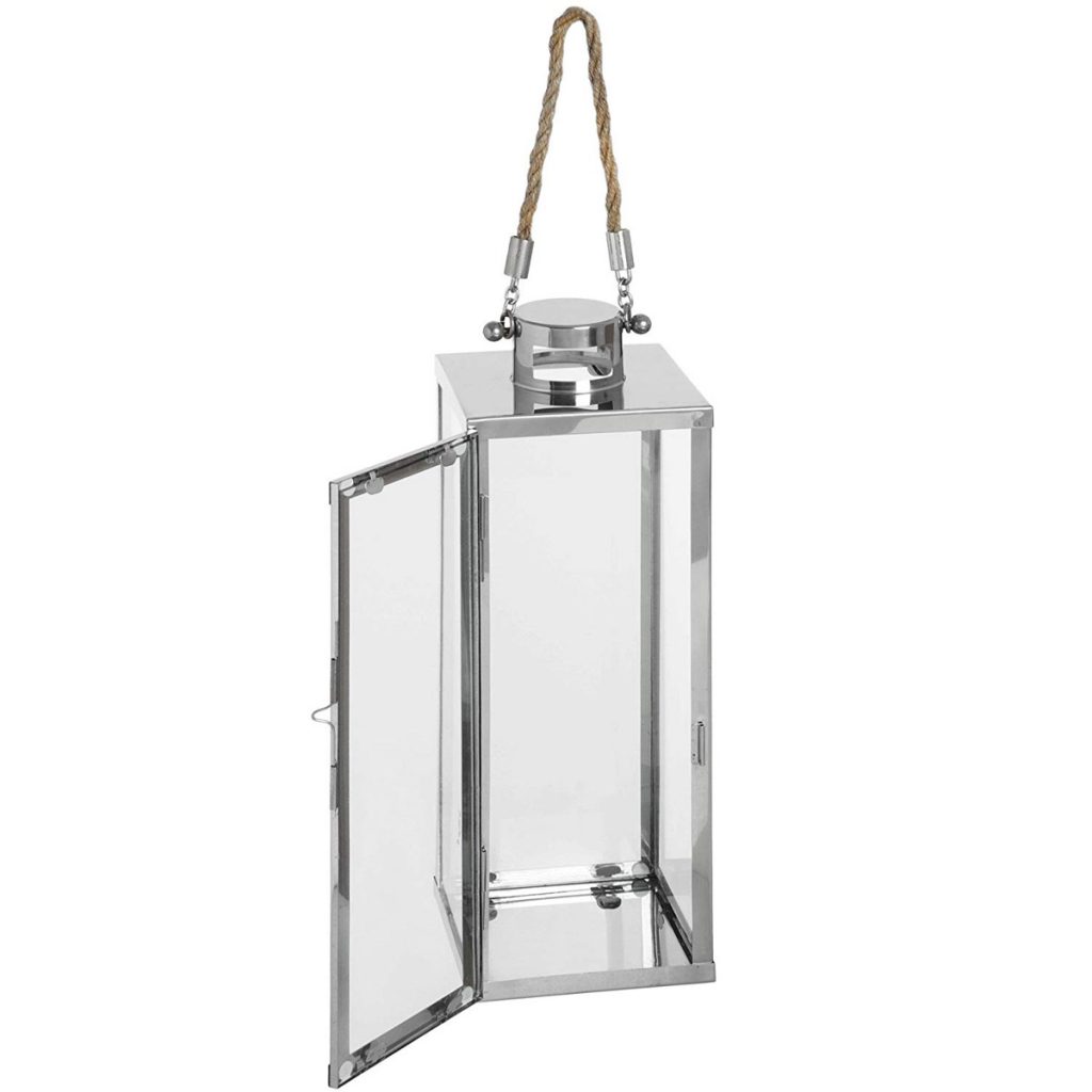 14437-a Modern Chrome Floor Candle Lantern