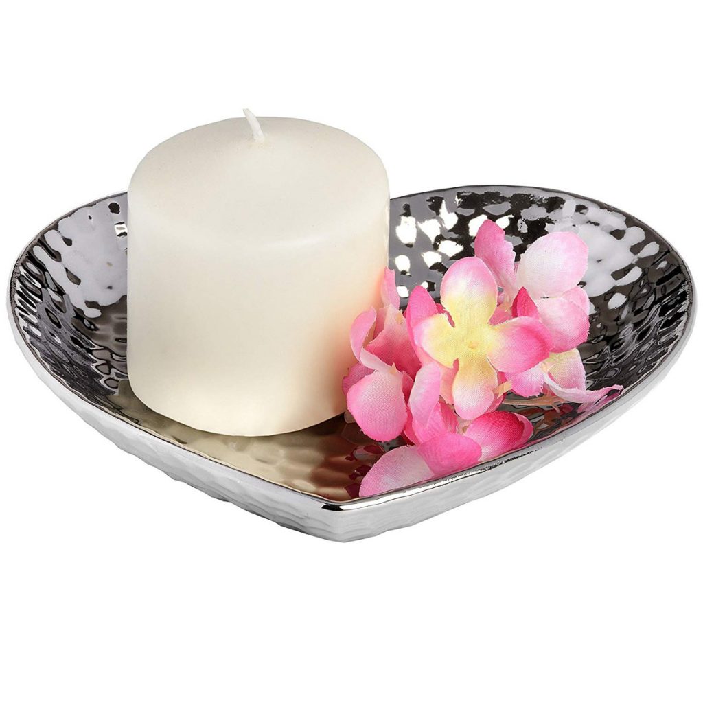 17839 Silver Heart Jewellery Candle Dish