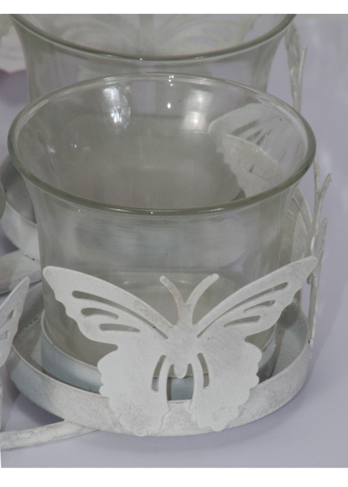 QWY010_3_Shabby Chic White Butterfly Tea Light Holder