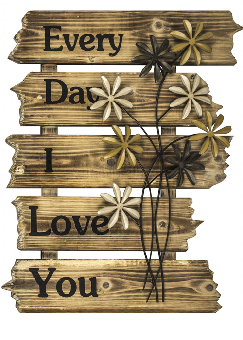 RAM002_Rustic I Love You Flower Wall Art