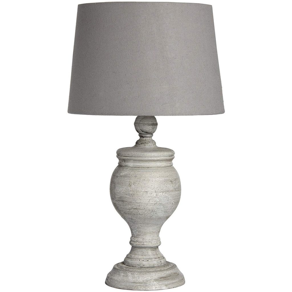 18552 Antique Grey White Linen Table Lamp