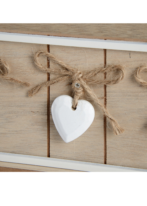 18657-a Rustic Hearts Cream Wooden Letter Rack